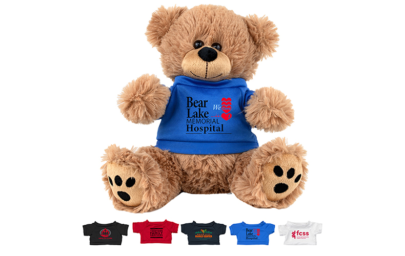 LARGE 8" Plush Teddy Bear With Choice of T-Shirt Color